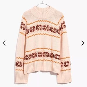 Madewell Fair Isle Mockneck Sweater pink